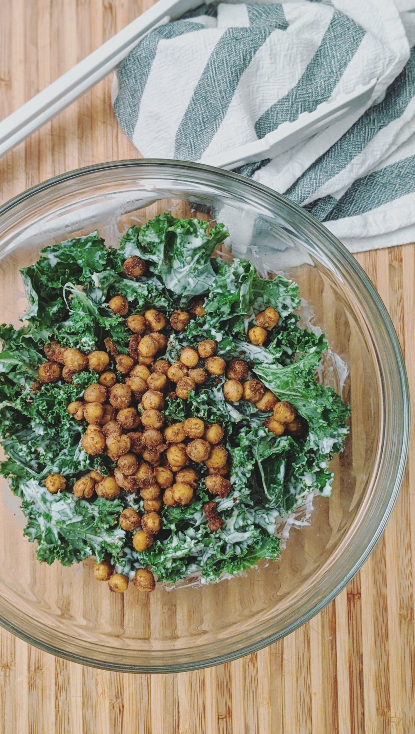 Creamy Kale Salad With Roasted Chickpeas - MAY EIGHTY FIVE