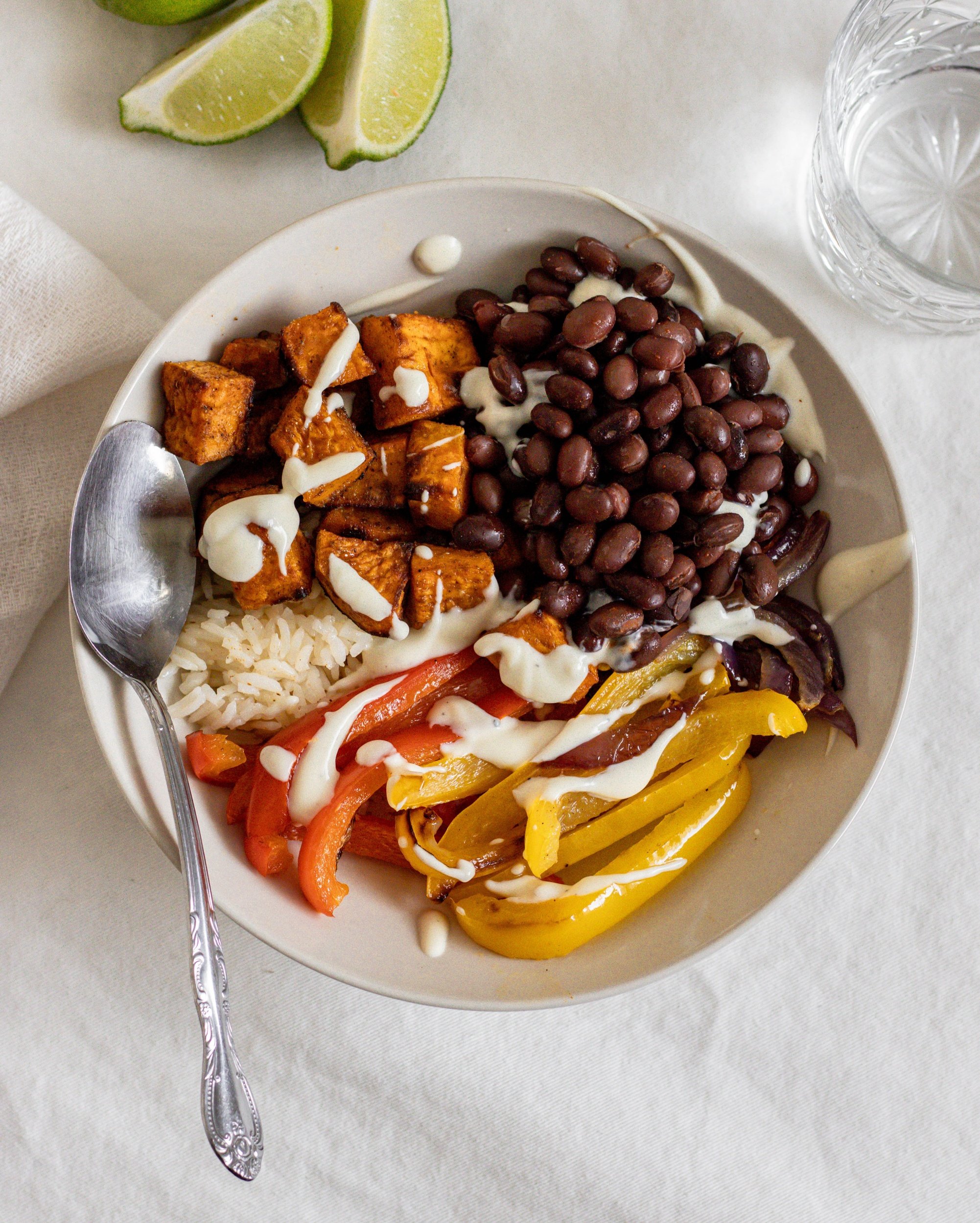 Black Bean & Roasted Sweet Potato Burrito Bowls - MAY EIGHTY FIVE