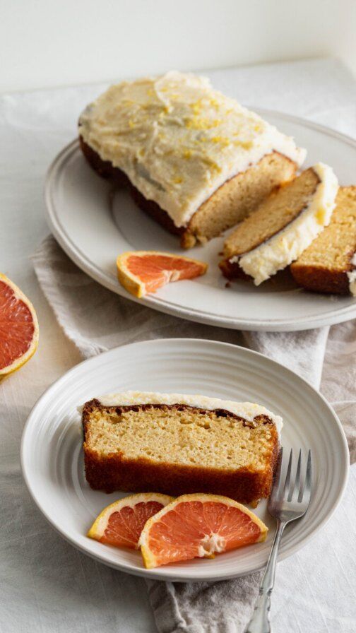 GRAPEFRUIT LOAF CAKE This grapefruit cake is soft, light, fluffy, and moist (shall I go on?). It’s bursting with flavor in each bite with fresh grapefruit juice and zest for a vibrant, sunny flavor.It's then topped with fragrant grapefruit buttercream icing. This one is easy enough for a casual weekend bake but elegant enough to serve at brunch, dinner parties, or spring and summer celebrations. Full recipe dropping here later this week, but the full recipe is already up on MayEightyFive. Let me know if you want the recipe below, or DM me and I'll send it right to you. Or just search for "grapefruit cake" on my blog. #cakerecipe #cakes #grapefruitcake #feelgoodfood #easyrecipe #reels
